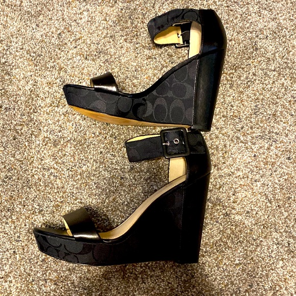 Coach shoes, black wedge, like new. - Picture 2 of 3